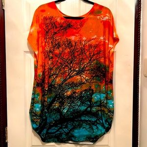 Brand new. No tag. Beautiful colorful blouse. Size L